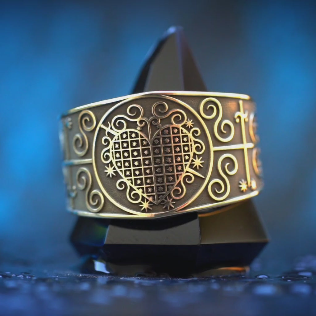 Mother Ezili Danto Ring: Protection, Motherhood, Strength, Love Talisman Veve Vodou Erzulie Dantor Seal
