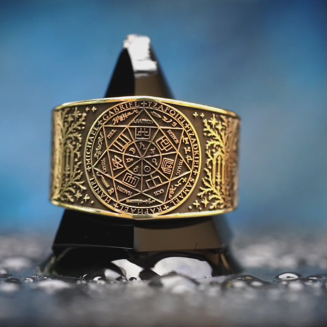 Seven Archangels Seal Ring, Celestial Protection Amulet, Solomon Kabbalah Angel Portal Talisman Jewelry