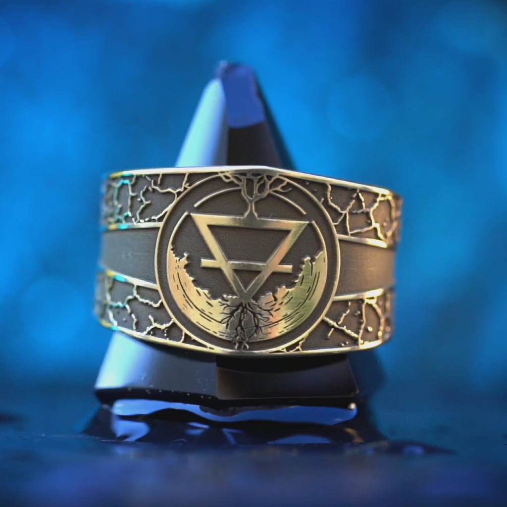Earth Symbol Ring: Element of Grounding and Stability, Goetia Wiccan Esoteric Jewelry