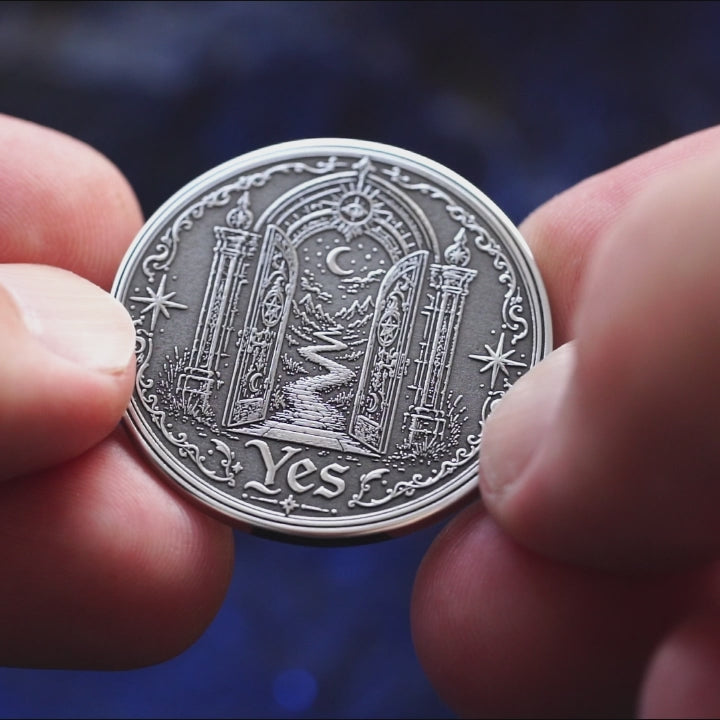 Portal Decision Coin: Yes No Oracle Flip Token, Open Gate Locked Door Talisman